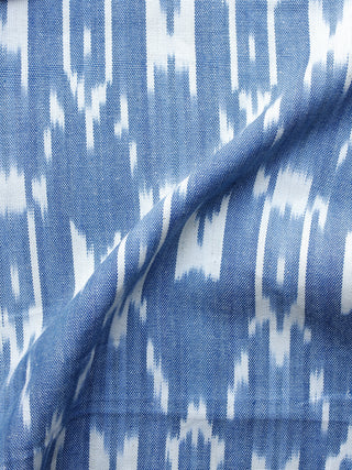 Light Blue White Pochampally Hand Weaved Ikat Fabric Per Meter - F003F1241