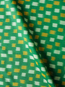 Green Mustard Pochampally Hand Weaved Ikat Mercerised Cotton Fabric Per Meter - F002F1977