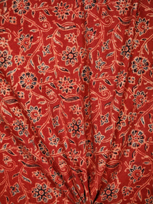Red Black Beige Ajrakh Block Printed Cotton Fabric Per Meter - F003F1766