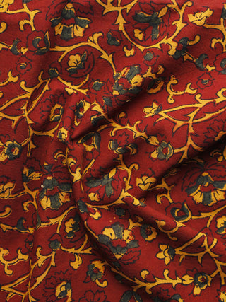 Maroon Yellow Green Black Grey Ajrakh Hand Block Printed Cotton Blouse Fabric - BPA057