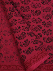 Magenta Pink Black Red Bagh Printed Cotton Fabric Per Meter - F005F2085