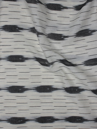 Ivory Black Pochampally Hand Weaved Ikat Fabric Per Meter - F0916745