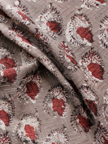 Brown Rust Beige Hand Block Printed Cotton Fabric Per Meter - F001F1363