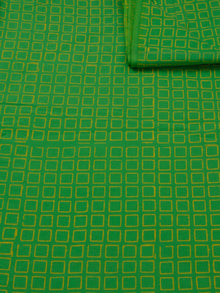 Mint Green Yellow Hand Block Printed Cotton Fabric Per Meter - F0916181