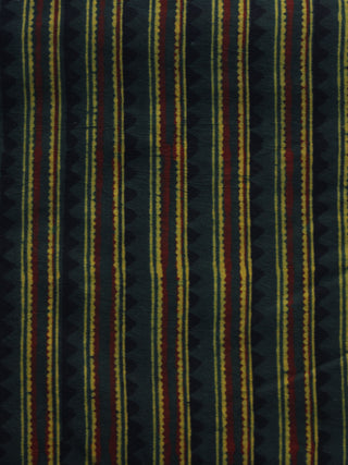 Green Yellow Rust Ajrakh Hand Block Printed Cotton Blouse Fabric - BPA034