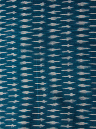 Teal Blue Grey Pochampally Hand Weaved Ikat Mercerised Cotton Fabric Per Meter - F002F1979
