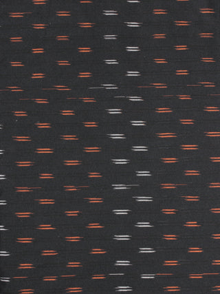 Black Orange Ivory Pochampally Hand Weaved Ikat Fabric Per Meter - F0916746