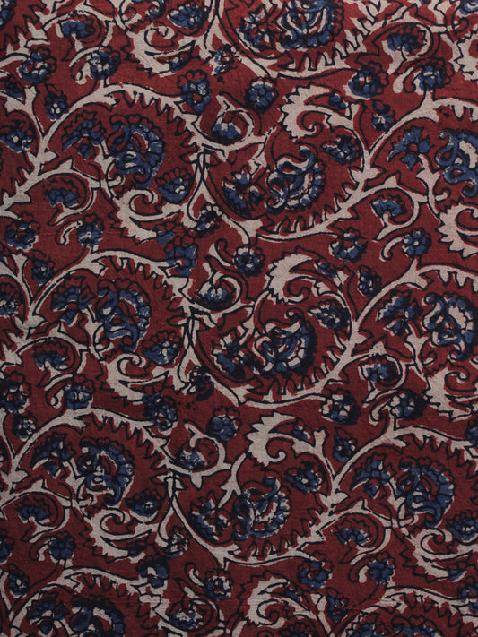 Red Blue Ivory Ajrakh Printed Cotton Fabric Per Meter - F003F1190