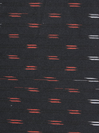 Black Rust White Pochampally Hand Weaved Ikat Fabric Per Meter - F0916761