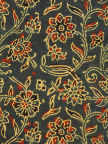 Green Yellow Black Rust Ajrakh Block Printed Cotton Fabric Per Meter - F003F1767