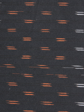 Black Orange Ivory Pochampally Hand Weaved Ikat Fabric Per Meter - F0916746