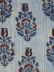 Beige Indigo Maroon Hand Block Printed Cotton Fabric Per Meter - F001F1080