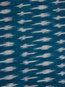 Teal Blue Grey Pochampally Hand Weaved Ikat Mercerised Cotton Fabric Per Meter - F002F1979
