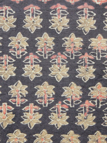 Black Olive Green Pink Ivory Ajrakh Hand Block Printed Cotton Fabric Per Meter - F003F1537
