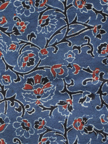 Indigo Black Rust Ivory Ajrakh Hand Block Printed Cotton Blouse Fabric - BPA058