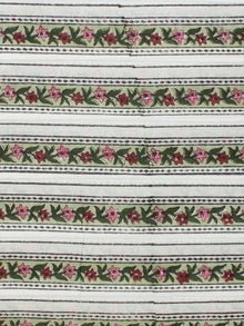 Pistachio Green Maroon Pink Hand Block Printed Cotton Fabric Per Meter - F001F2235