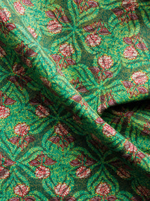 Green Maroon Beige Hand Block Printed Cotton Fabric Per Meter - F001F1364
