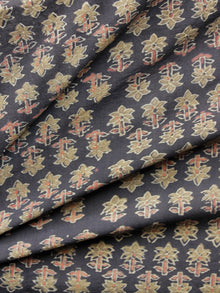 Black Olive Green Pink Ivory Ajrakh Hand Block Printed Cotton Fabric Per Meter - F003F1537