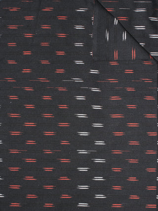 Black Rust White Pochampally Hand Weaved Ikat Fabric Per Meter - F0916761