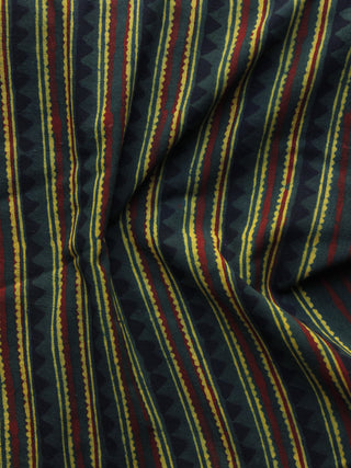 Green Yellow Rust Ajrakh Hand Block Printed Cotton Blouse Fabric - BPA034