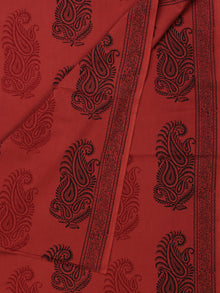 Rust Red Black Bagh Printed Cotton Fabric Per Meter - F005F2086