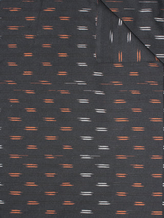 Black Orange Ivory Pochampally Hand Weaved Ikat Fabric Per Meter - F0916746