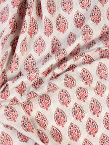 White Pink Grey Hand Block Printed Cotton Fabric Per Meter - F001F2327