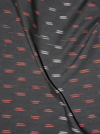 Black Rust White Pochampally Hand Weaved Ikat Fabric Per Meter - F0916761