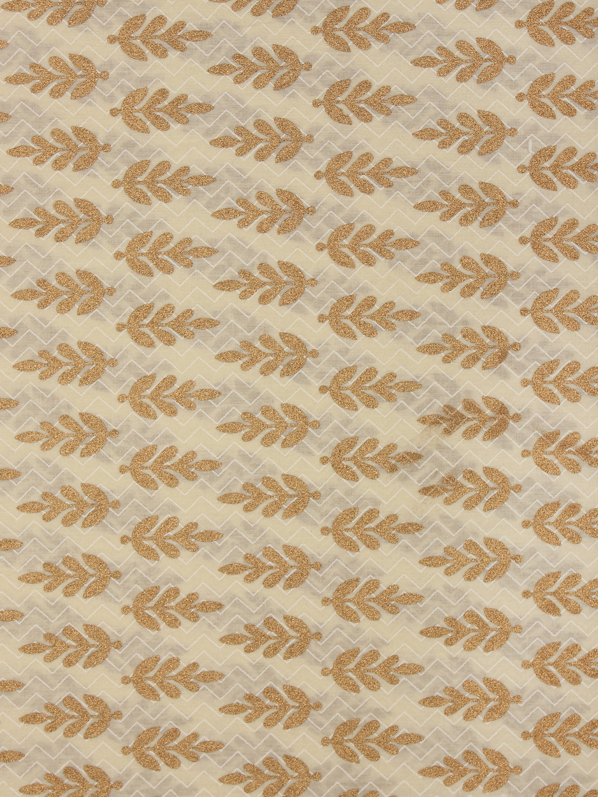 Ivory Gold Hand Block Printed Cotton Fabric Per Meter - F001F2026