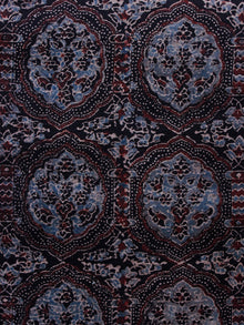 Black Maroon Light Blue Ivory Ajrakh Hand Block Printed Cotton Blouse Fabric - BPA0137