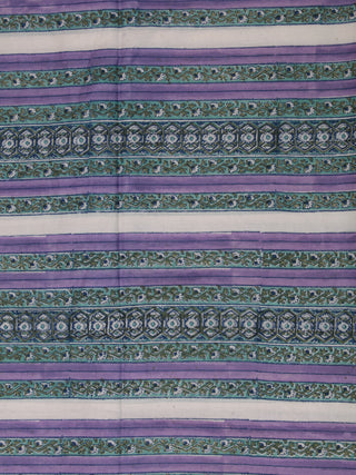 Lavender Green White Hand Block Printed Cotton Fabric Per Meter - F001F2369