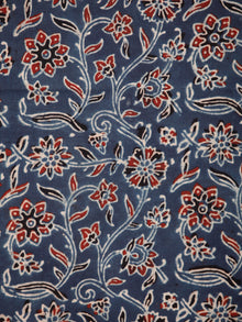 Indigo Maroon Black Ivory Ajrakh Block Printed Cotton Fabric Per Meter - F003F1768