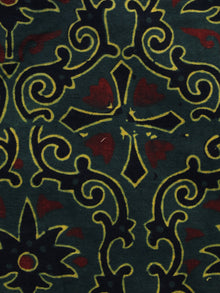 Green Black Yellow Rust Black Ajrakh Hand Block Printed Cotton Blouse Fabric - BPA035