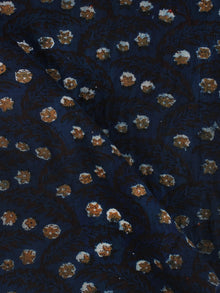 Indigo Brown Block Printed Cotton Fabric Per Meter - F001F2157