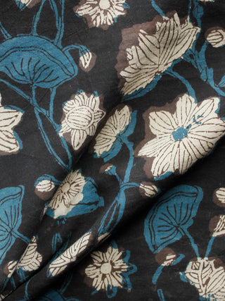 Black Blue Brown Beige Hand Block Printed Cotton Fabric Per Meter - F001F1365
