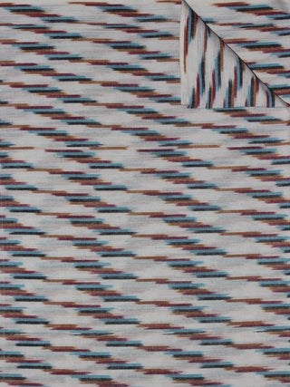 Ivory Multi Color Pochampally Hand Weaved Ikat Fabric Per Meter - F0916747
