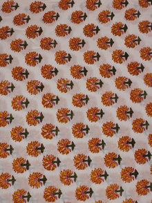 White Multi Color Hand Block Printed Cotton Cambric Fabric Per Meter - F0916136