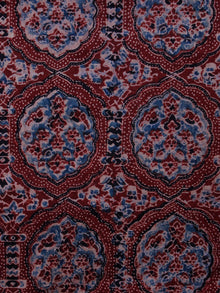 Red Light Blue Black Ajrakh Hand Block Printed Cotton Blouse Fabric - BPA0140