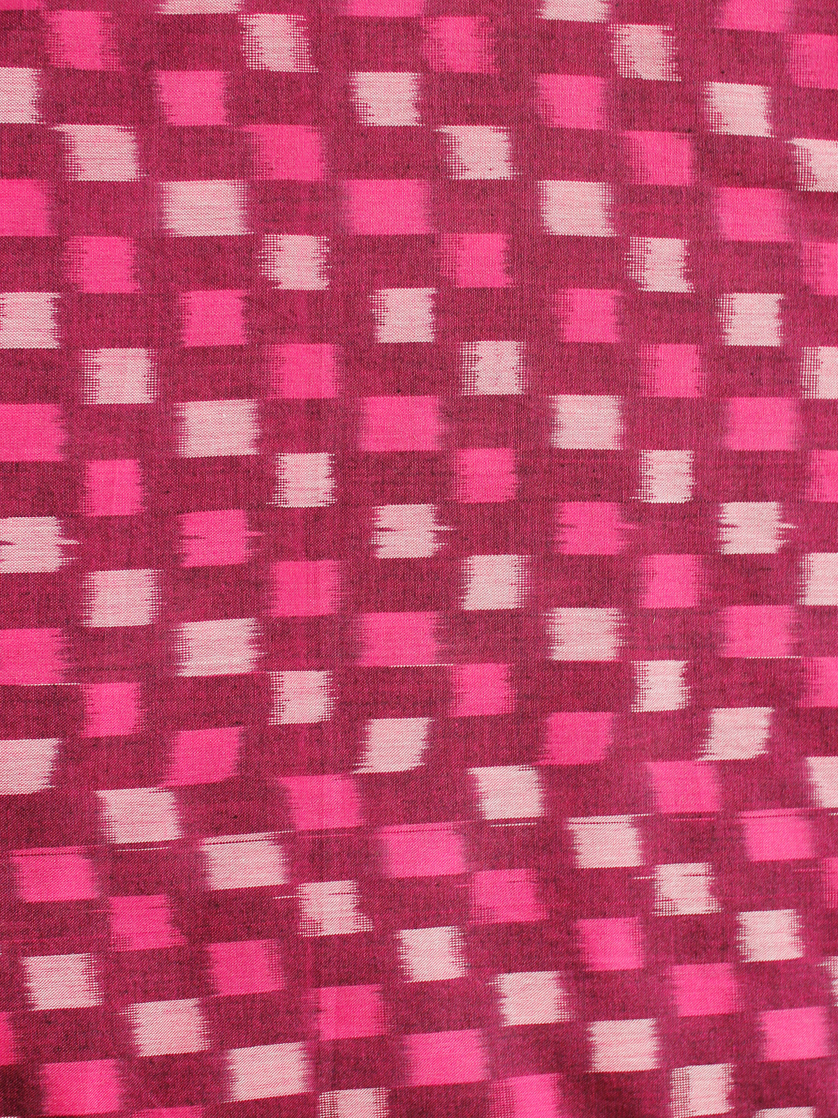 Fuscia Pink Ivory Magenta Pochampally Hand Weaved Ikat Mercerised Cotton Fabric Per Meter - F002F1981