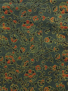 Green Rust Orange Yellow Ajrakh Hand Block Printed Cotton Blouse Fabric - BPA060