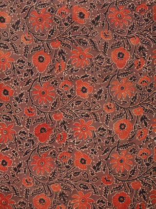 Brown Red Black Beige Ajrakh Hand Block Printed Cotton Fabric Per Meter - F003F1769