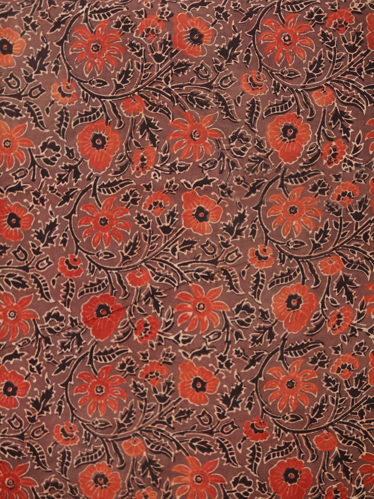 Brown Red Black Beige Ajrakh Hand Block Printed Cotton Fabric Per Meter - F003F1769