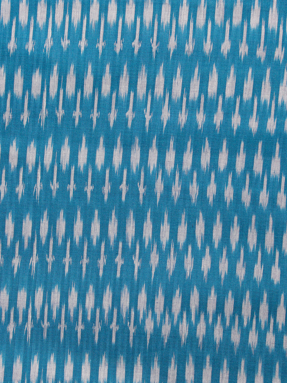 Teal Blue Grey Hand Weaved Ikat Mercerised Fabric Per Meter - F002F1438
