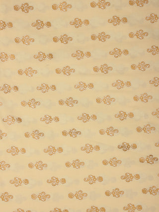 Off White Gold Hand Block Printed Cotton Fabric Per Meter - F001F2027