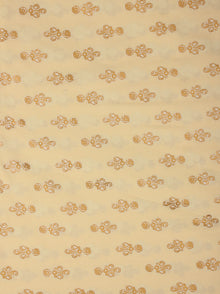 Off White Gold Hand Block Printed Cotton Fabric Per Meter - F001F2027