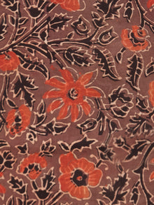 Brown Red Black Beige Ajrakh Hand Block Printed Cotton Fabric Per Meter - F003F1769