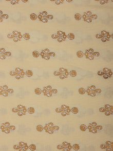 Off White Gold Hand Block Printed Cotton Fabric Per Meter - F001F2027