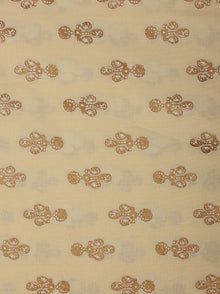 Off White Gold Hand Block Printed Cotton Fabric Per Meter - F001F2027