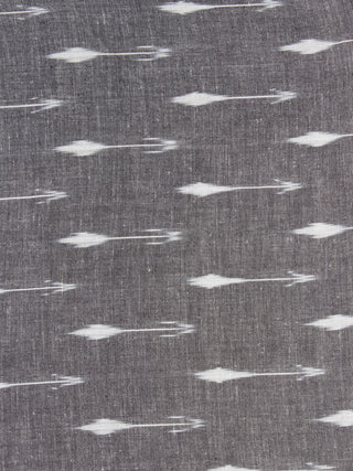 Grey Ivory Pochampally Hand Weaved Ikat Fabric Per Meter - F0916748