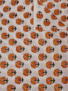 White Multi Color Hand Block Printed Cotton Cambric Fabric Per Meter - F0916136